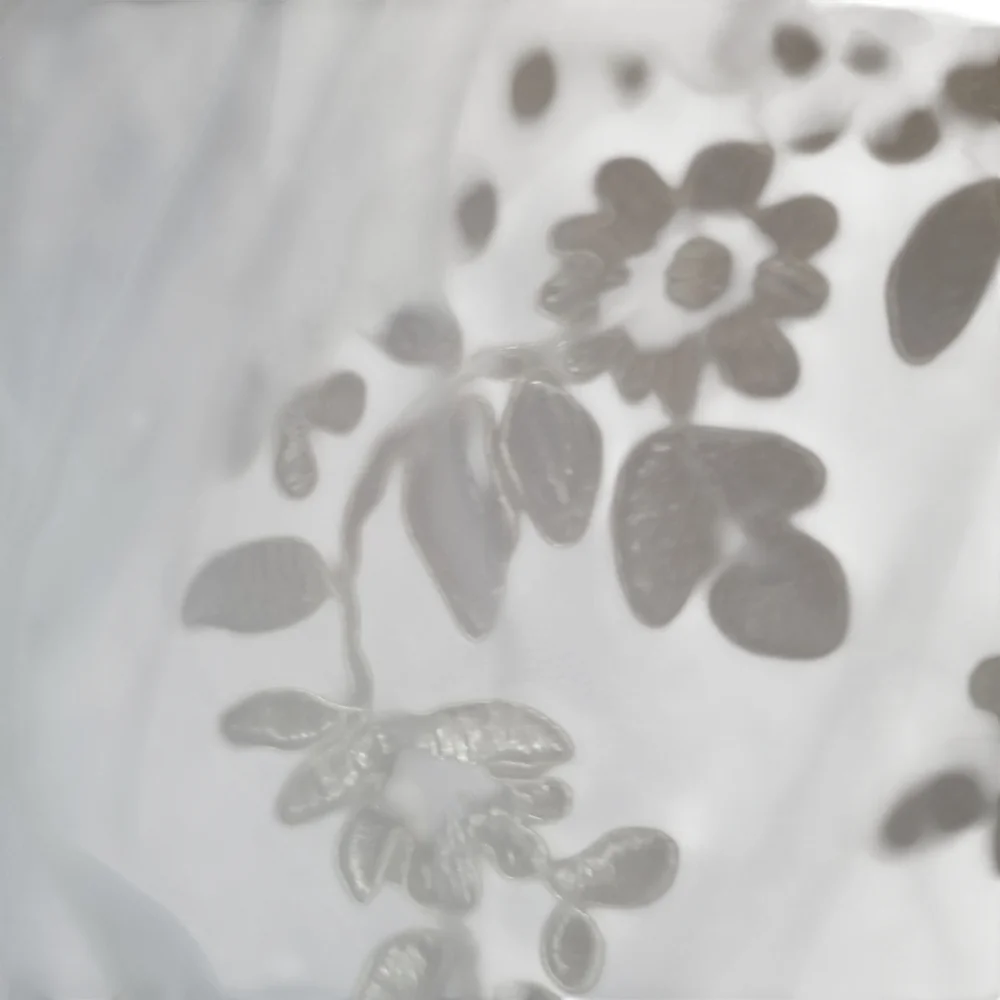 White Wedding Lace Veil Train with Pearl Accents And Floral Lace Applique